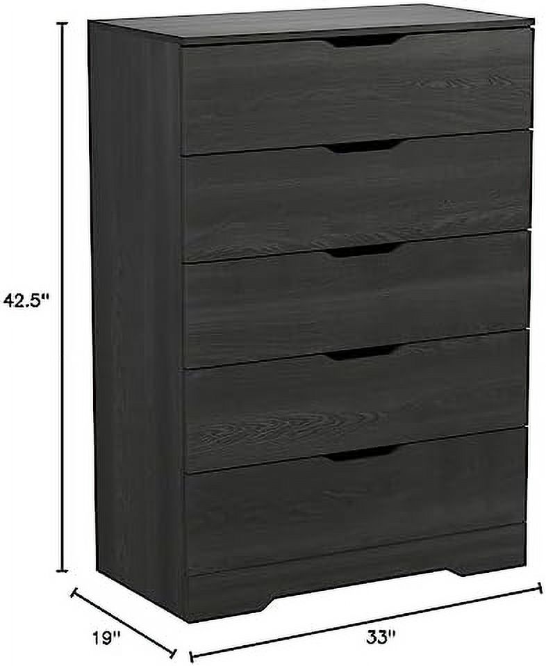 Collection 5-Drawer Dresser, Gray Oak With Cutout Handles