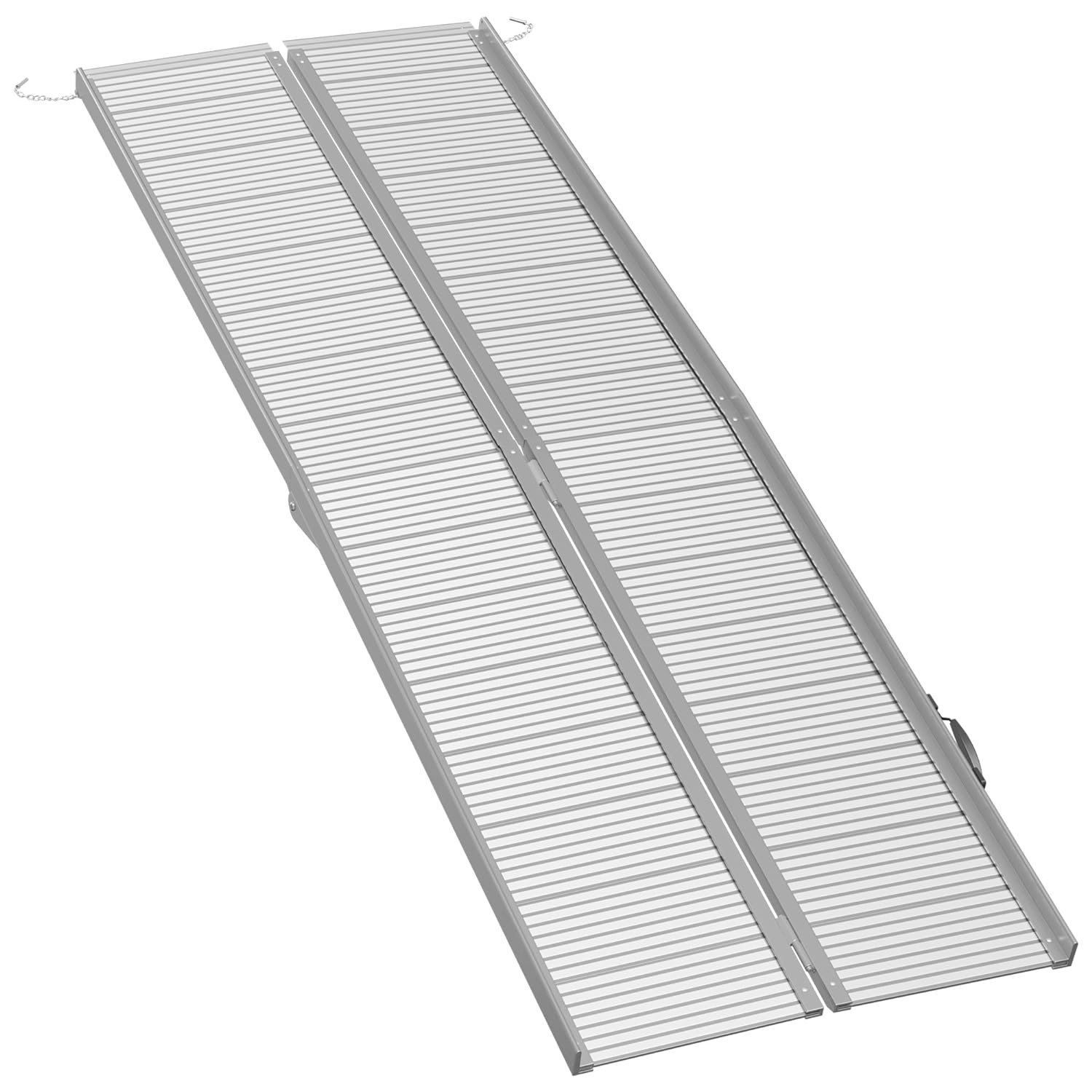 Wheelchair Ramp 8FT, Folding Aluminum Threshold Ramp with Non-Slip Surface, Transition Plates, 600lbs Weight Capacity, Handicap Ramp for Home, Doorways, Curbs, Steps
