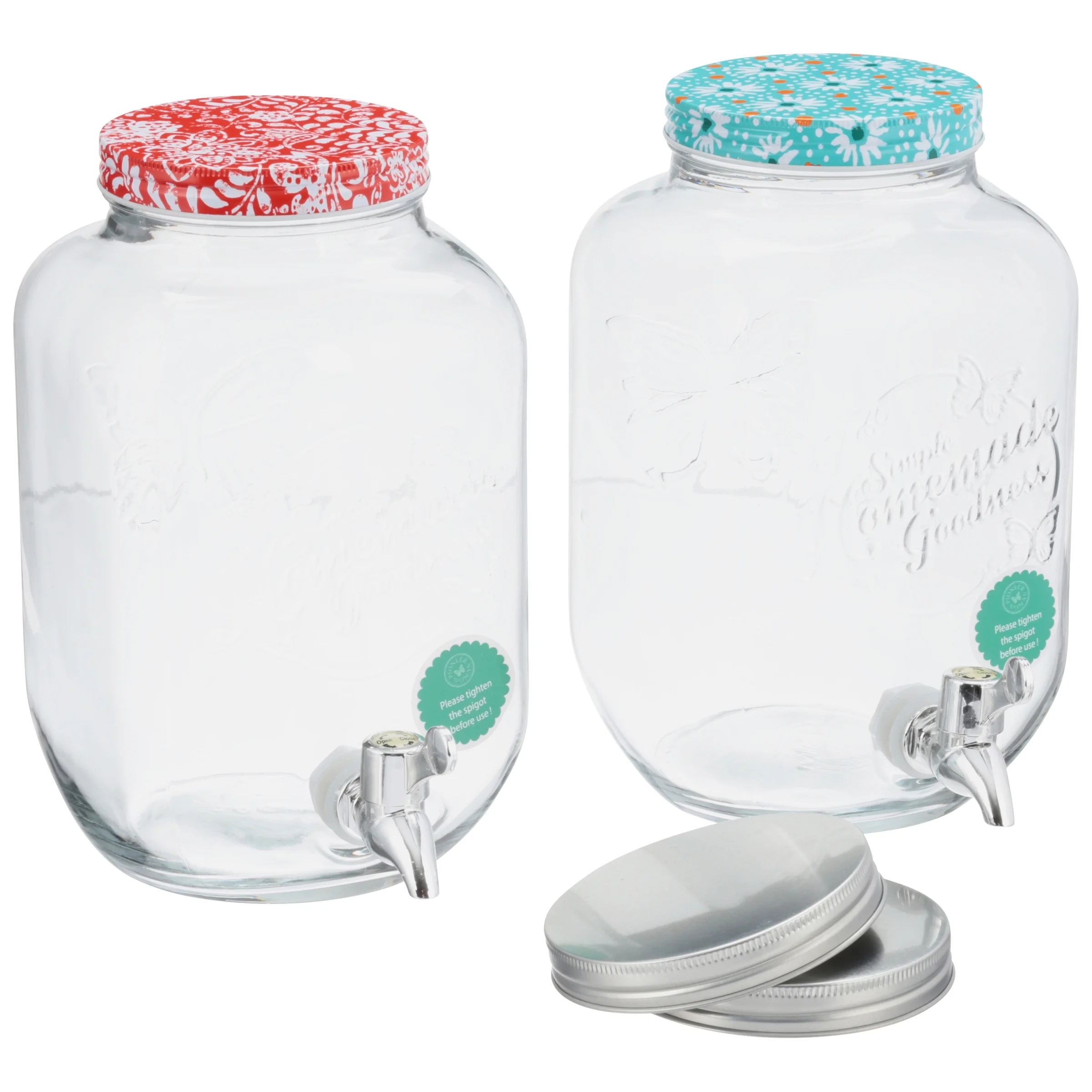 The Pioneer Woman Simple Homemade Goodness Clear Drink Dispenser Set with Ice Bucket, Chalk Boards and Chalk Pencil