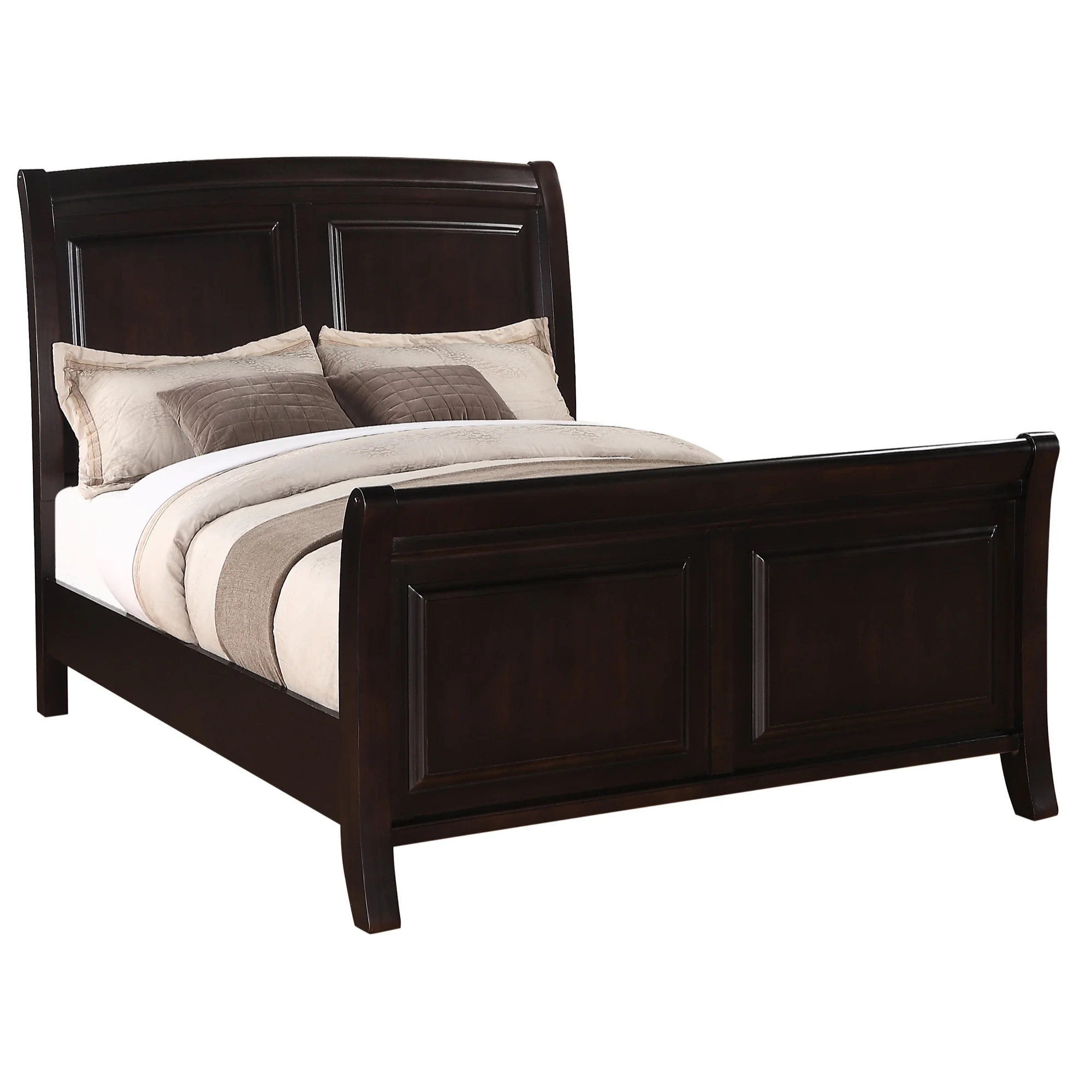 Passion Furniture  Ashford Panel Beds, Cappuccino - Queen Size
