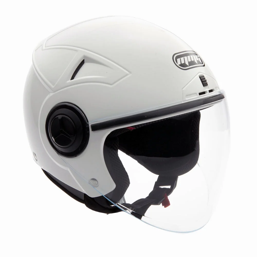 MMG Motorcycle Open Face Helmet DOT Flip-Up Visor Gloss White (Medium) Model 28