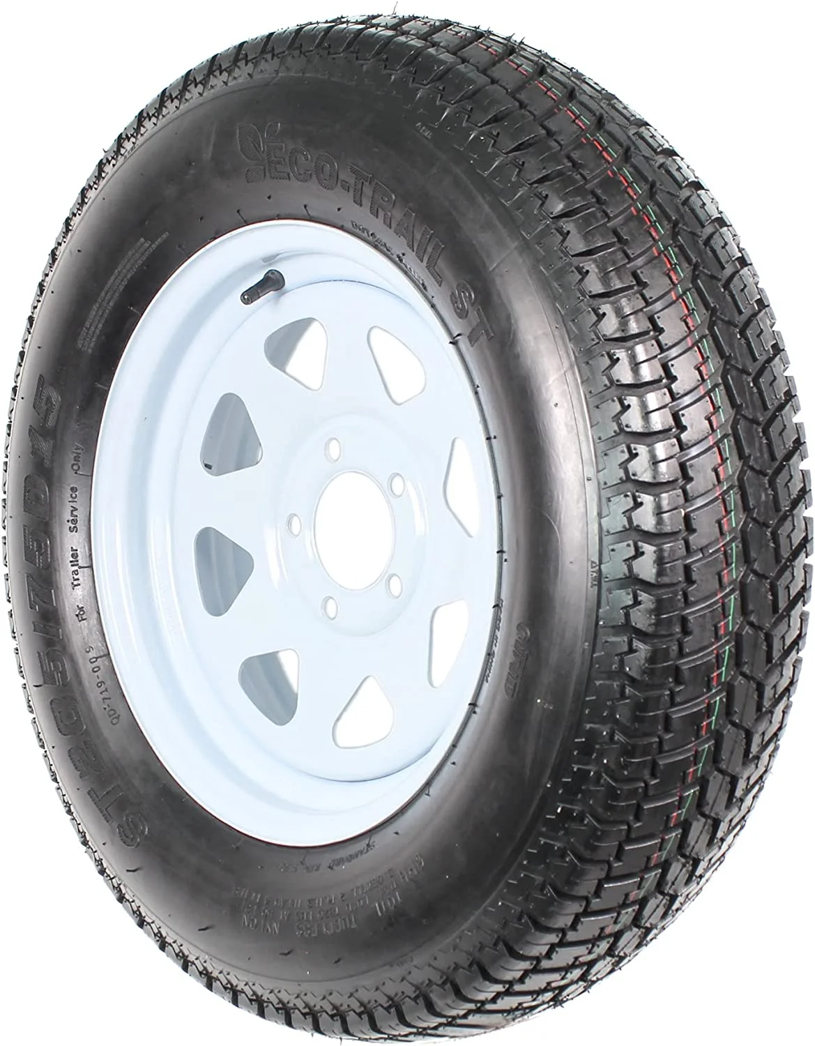 2-Pk Trailer Tire On Rim ST205/75D15 F78 205/75 LRC 5 Lug White Spoke Wheel