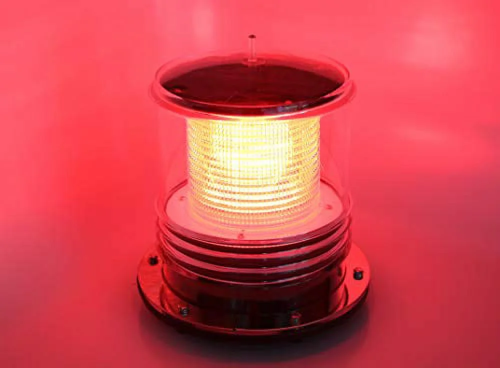 Solar Dock Warning Light - Waterproof Solar Dock Lighting - RED LED Constant or Flashing 360 Degree Lighting