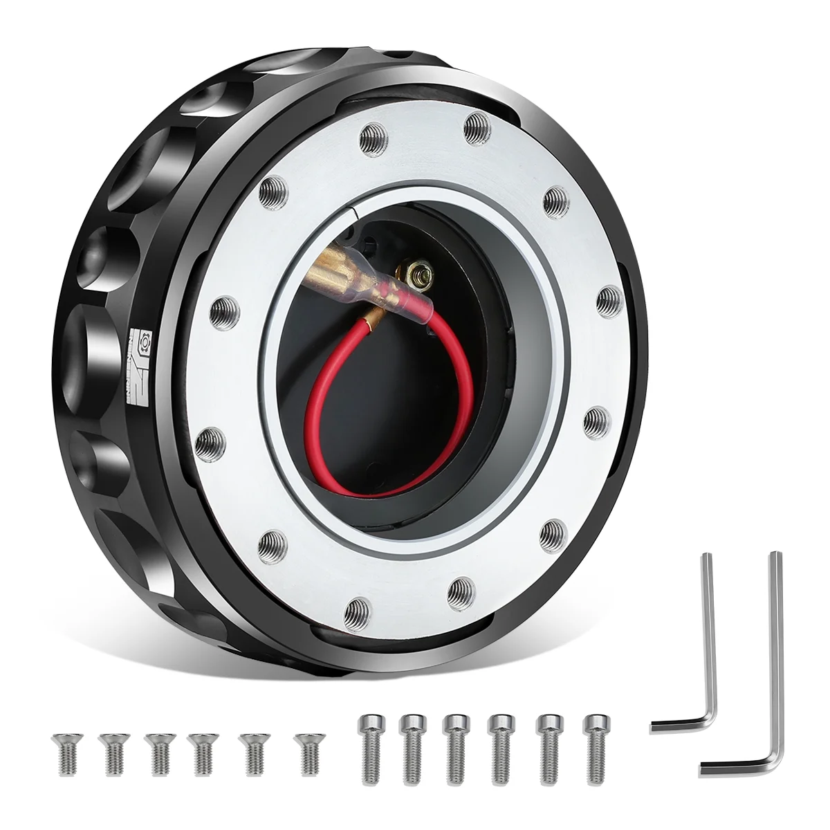 J2 Engineering J2-QR-ZTL-9070-BK Universal Fits 6 Bolt 70 / 74mm Steering Wheel Quick Release Hubs Adapter Black