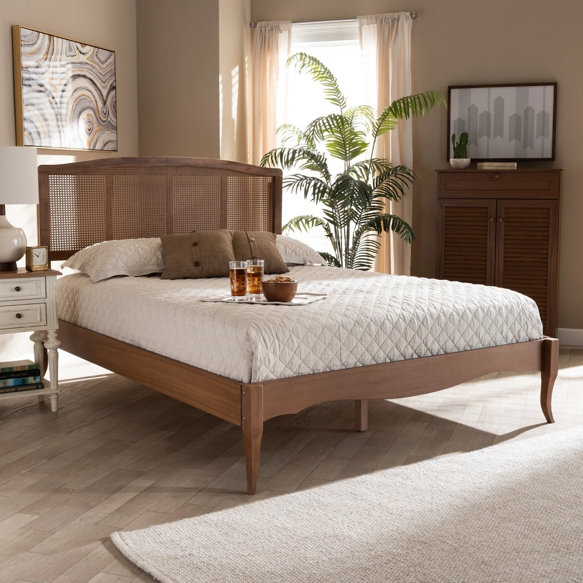 Carson Carrington  Banga Wood and Synthetic Rattan Platform Bed Full
