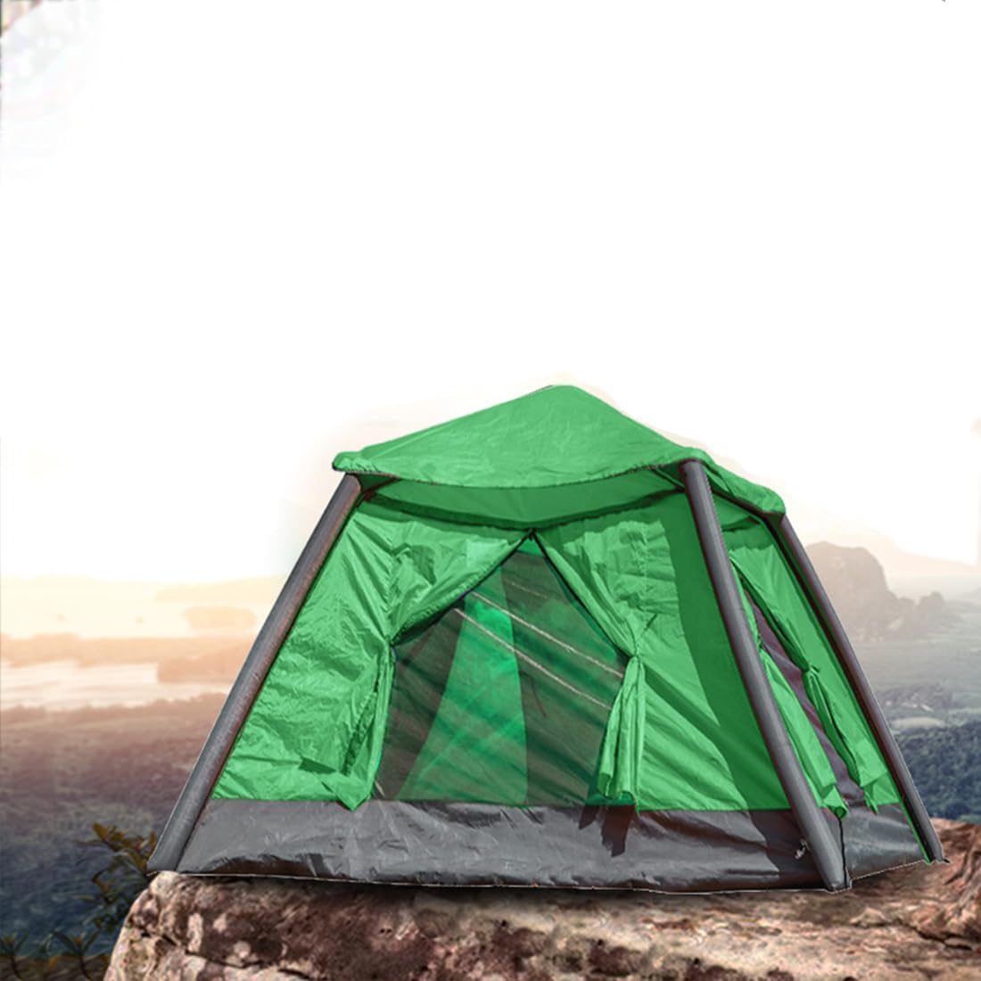 Inflatable Camping Tent Portable Waterproof Tent for Camping Canopy Shelter Screen Tent with Mesh for 4 Person,Green