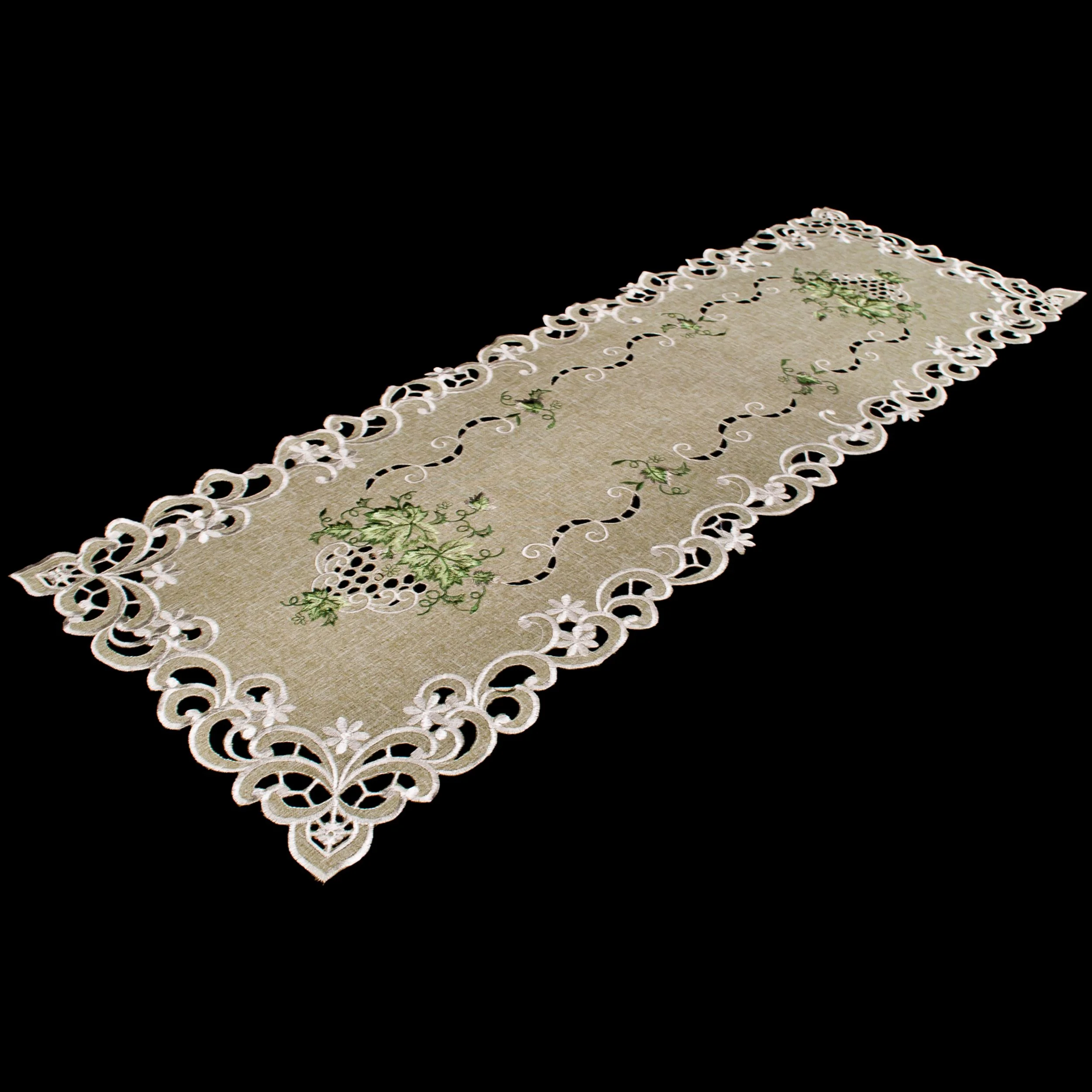 Antique Green Leaf on Sage Green Rectangular Runner (14