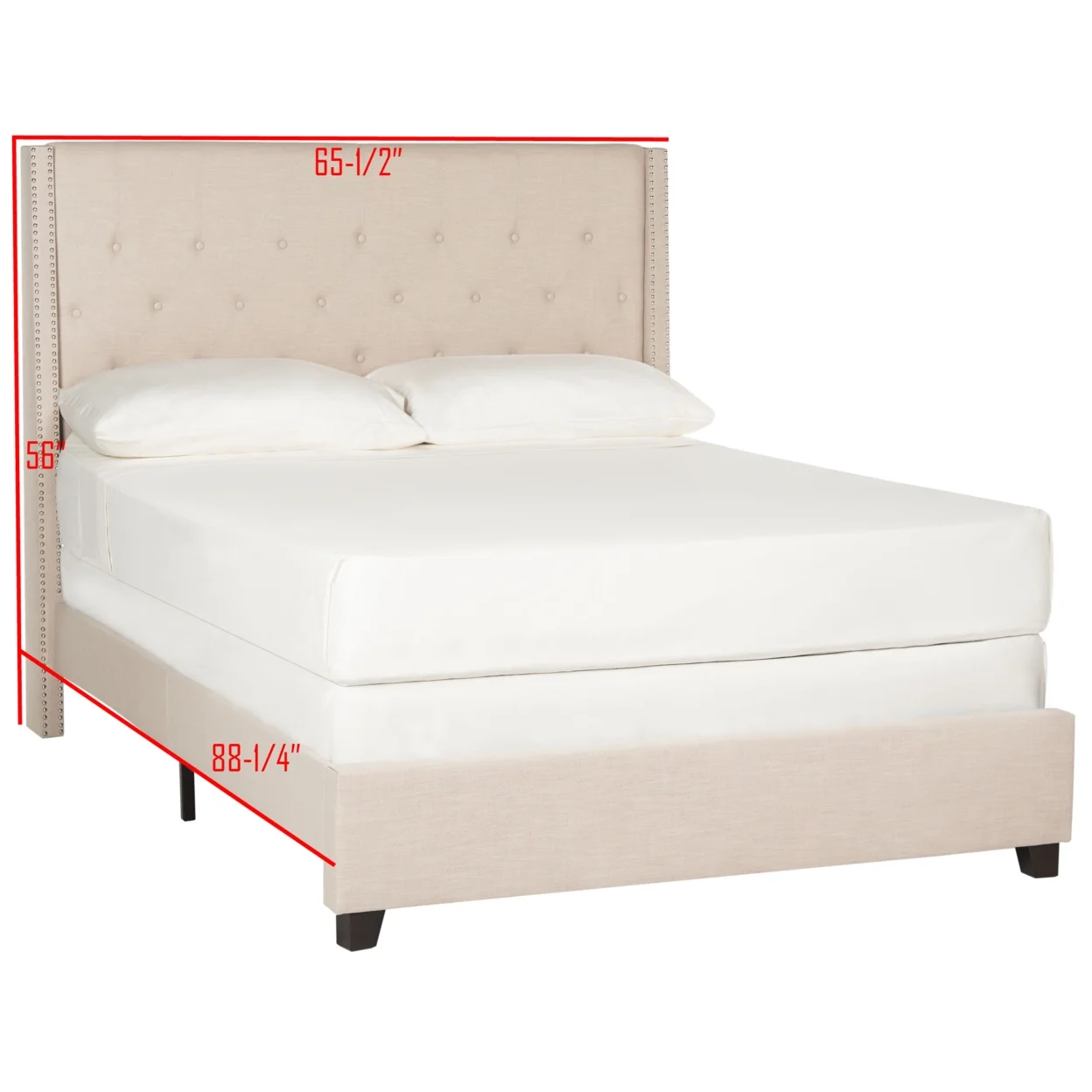 SAFAVIEH Winslet Modern Tufted Upholstered Bed Frame with Nail Heads, Twin Light Beige