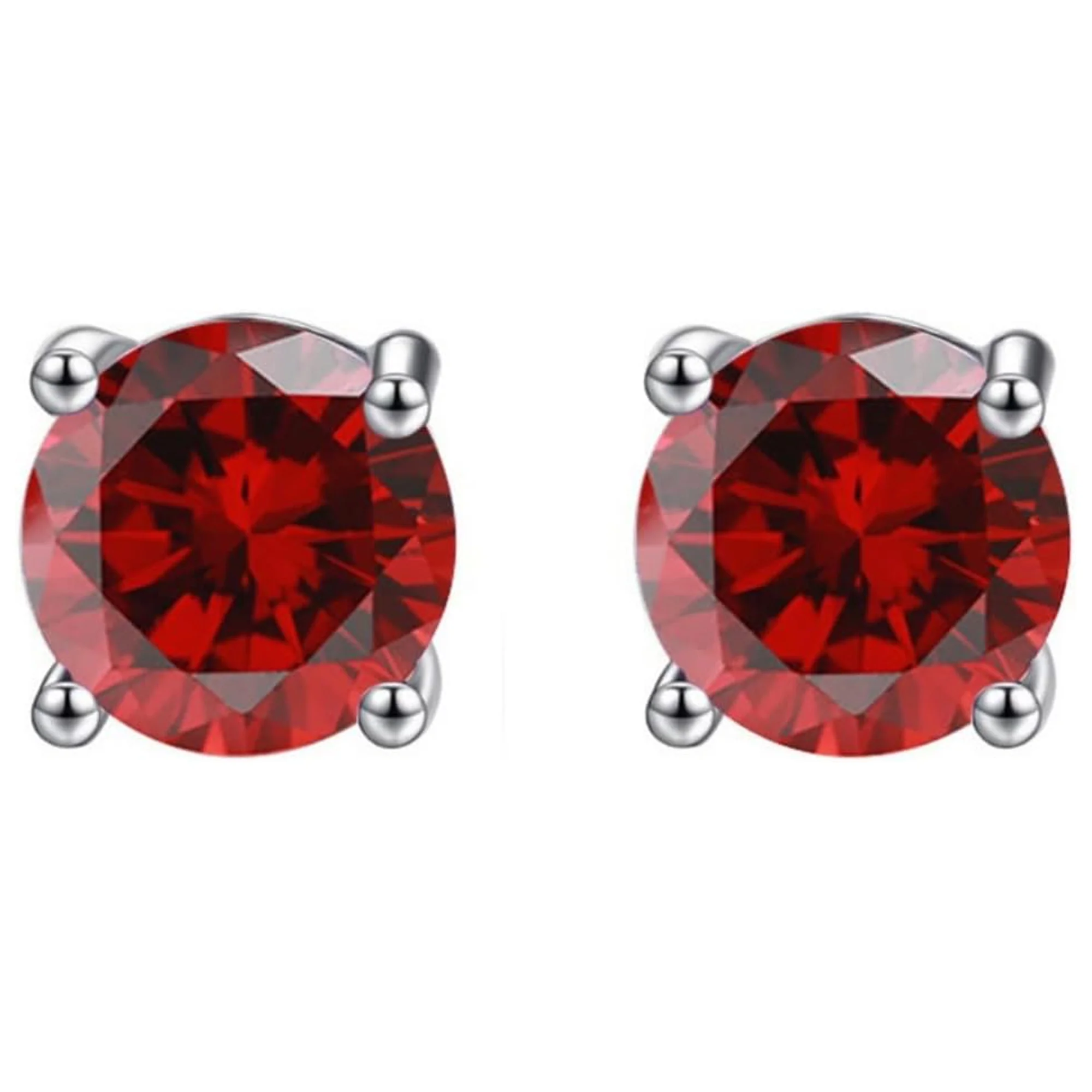 Paris Jewelry 24k White Gold Plated 2Ct Created Blue Sapphire, Emerald & Ruby 3 Pair Round Stud Earrings