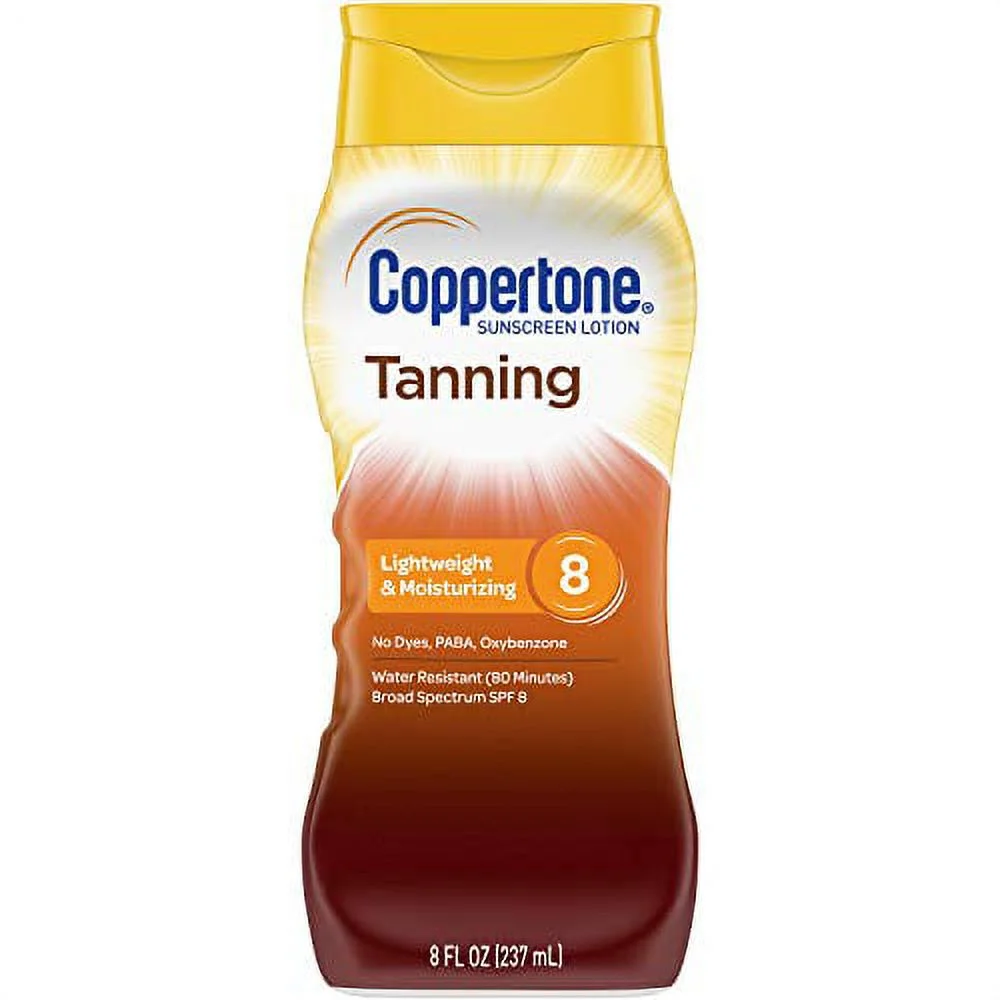 Coppertone Tanning Sunscreen Lotion Broad Spectrum SPF 8 (8 Fluid Ounce) (Packaging may vary)