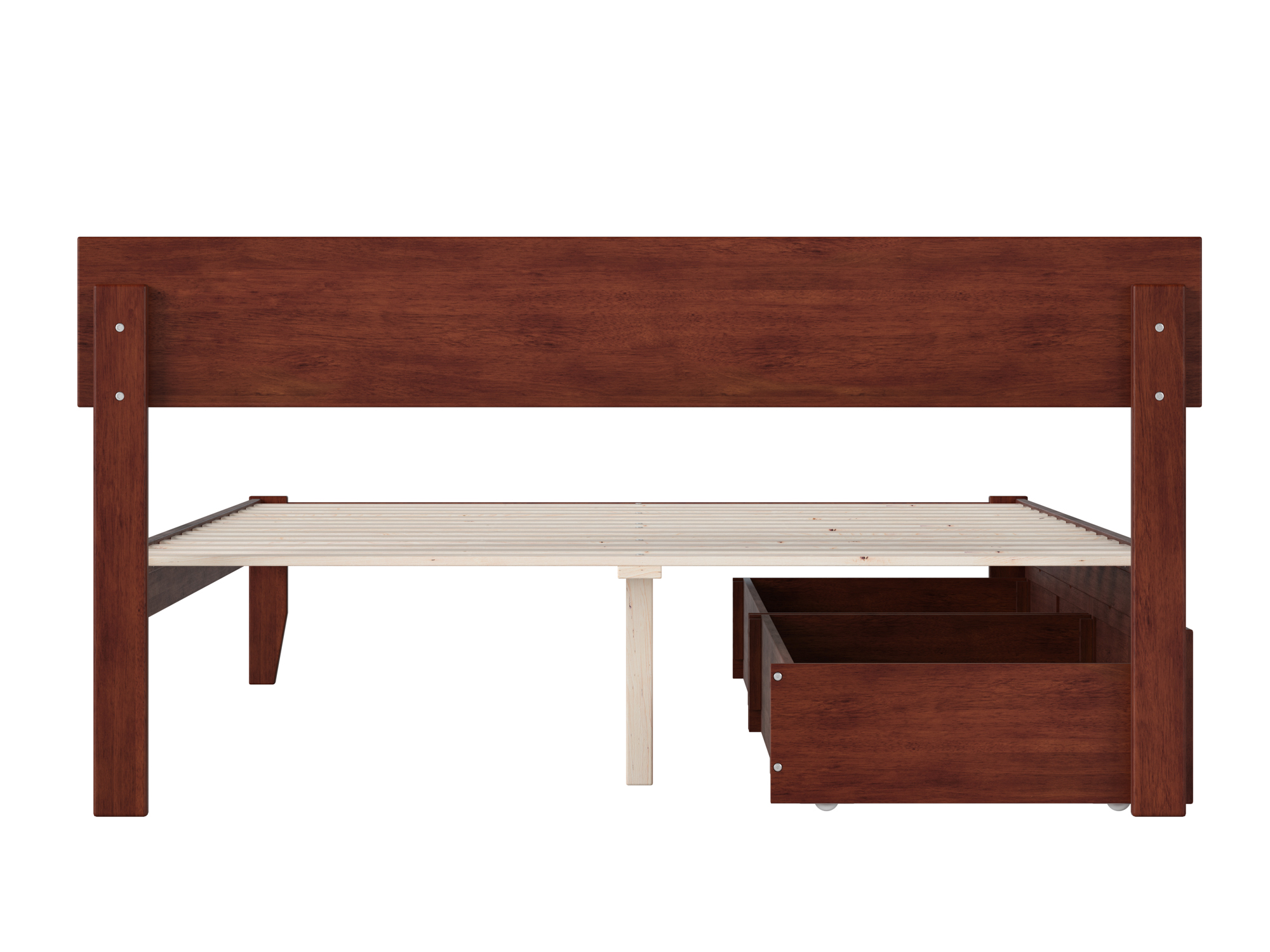 Boston Queen Bed with 2 Extra Long Drawers in Walnut