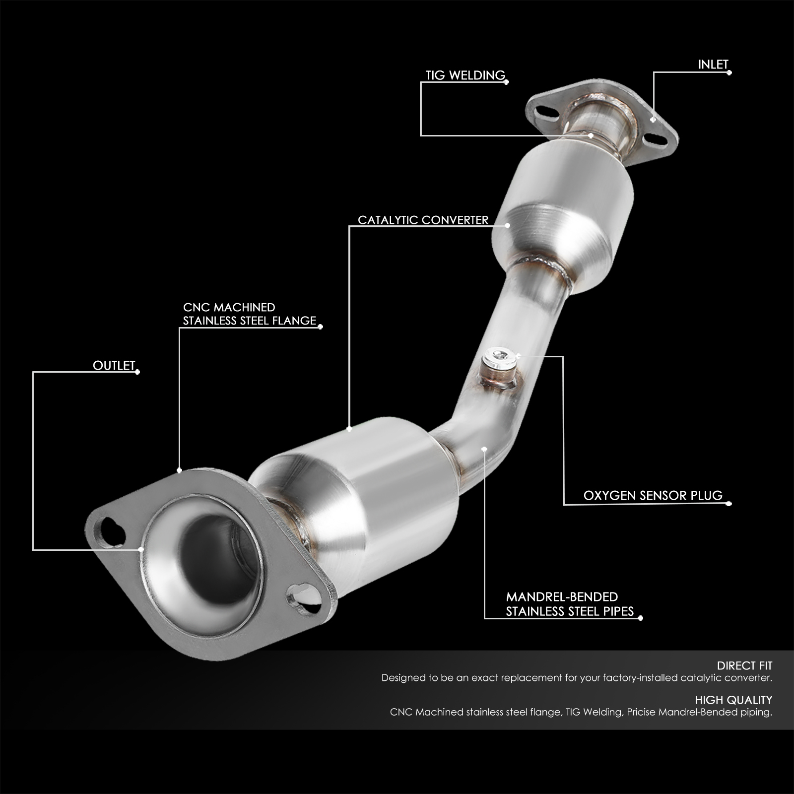 DNA Motoring OEM-CONV-QT-004 For 2007 to 2012 Nissan Versa 1.8L MR18DE EPA Federal Catalytic Converter Exhaust Pipe Replacement 08 09 10 11