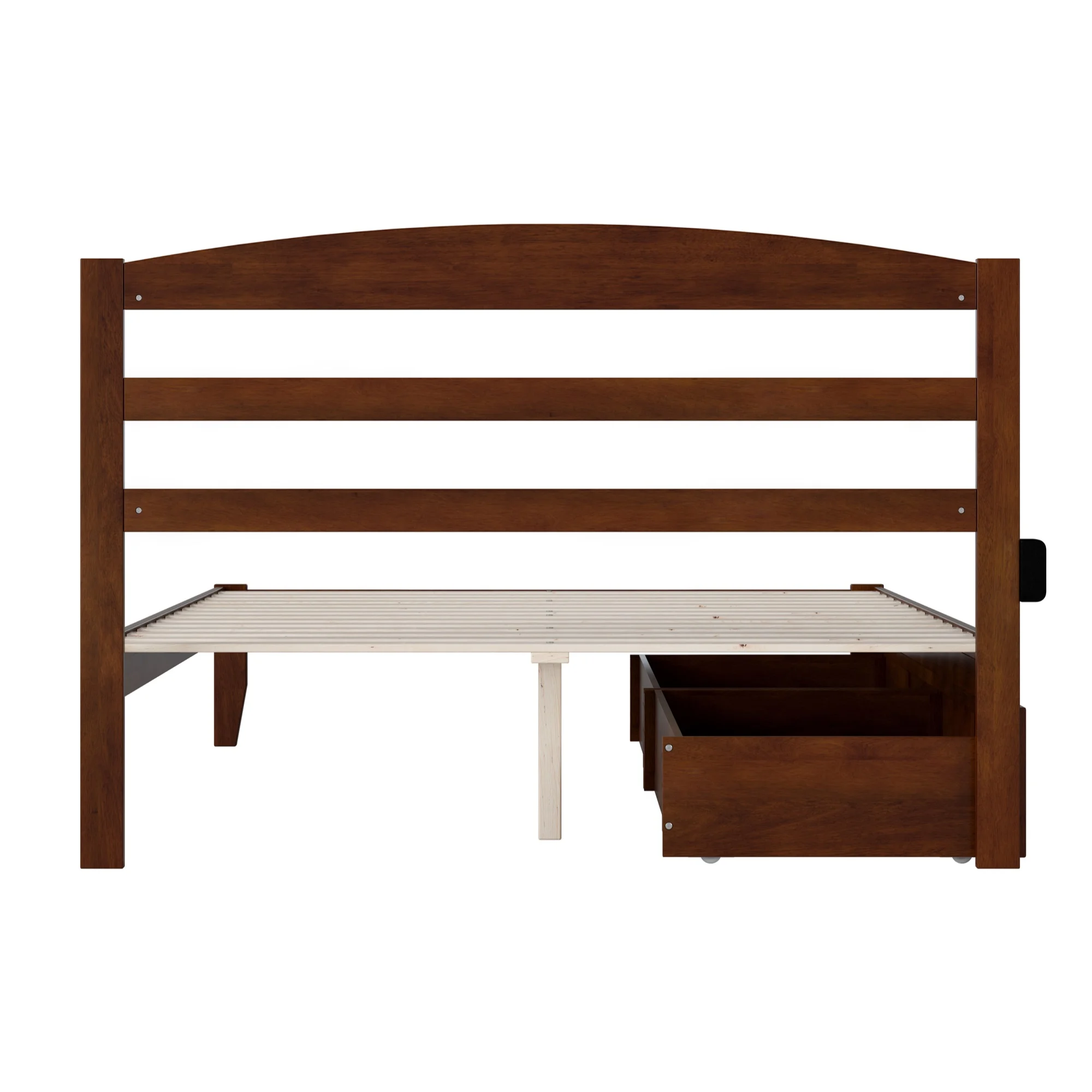 AFI Warren Solid Wood Traditional Queen Bed w/ 2 Drawers in Walnut