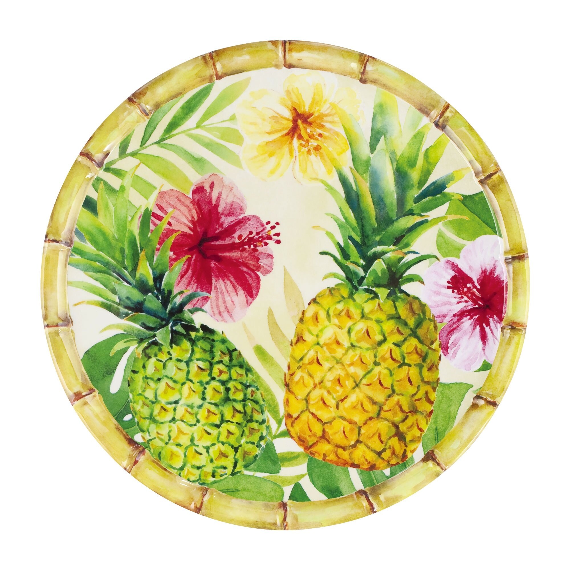 UPware 12-Piece Bamboo Pineapple Melamine Dinnerware Set