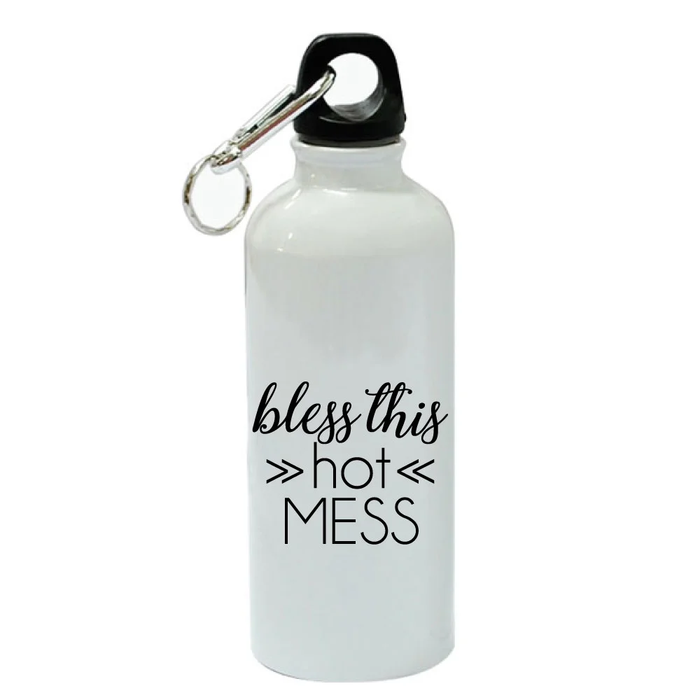 Bless This Hot Mess White Aluminum Sports 20 oz Water Bottle