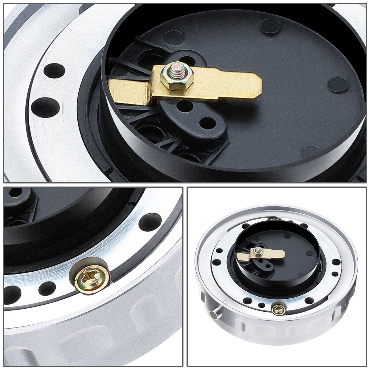 J2 Engineering J2-QR-ZTL-9070-SL Universal Fits 6 Bolt 70 / 74mm Steering Wheel Quick Release Hubs Adapter Silver