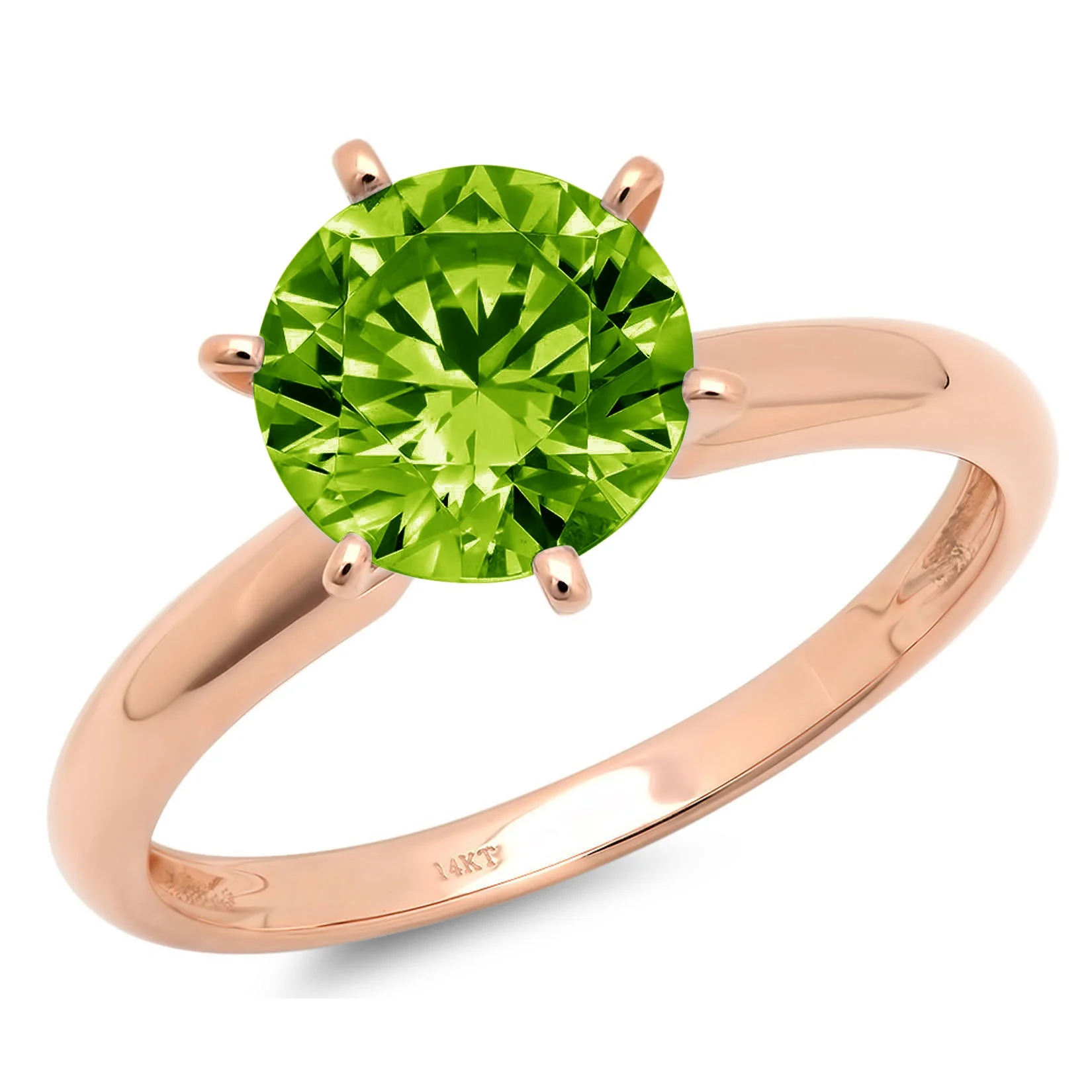 0.5 ct Brilliant Round Cut Clear Simulated Diamond 18K Rose Gold Solitaire Ring SZ 6.75