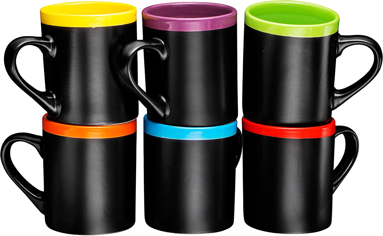 Porcelain 12oz Coffee Mugs Set of 6 (Matte Black)