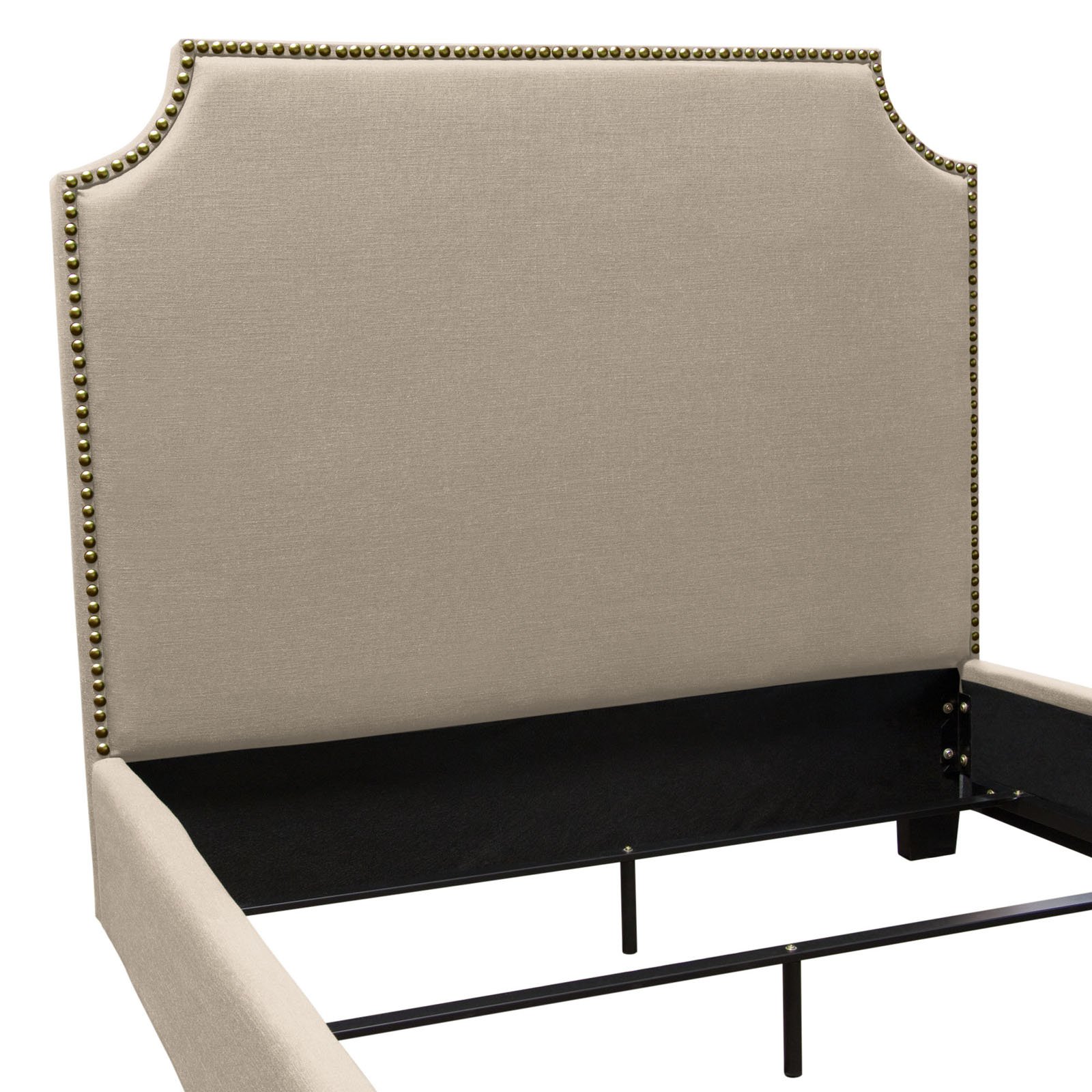 Diamond Sofa Kingston Bed Frame with Nail Head Accent - Desert Sand Linen