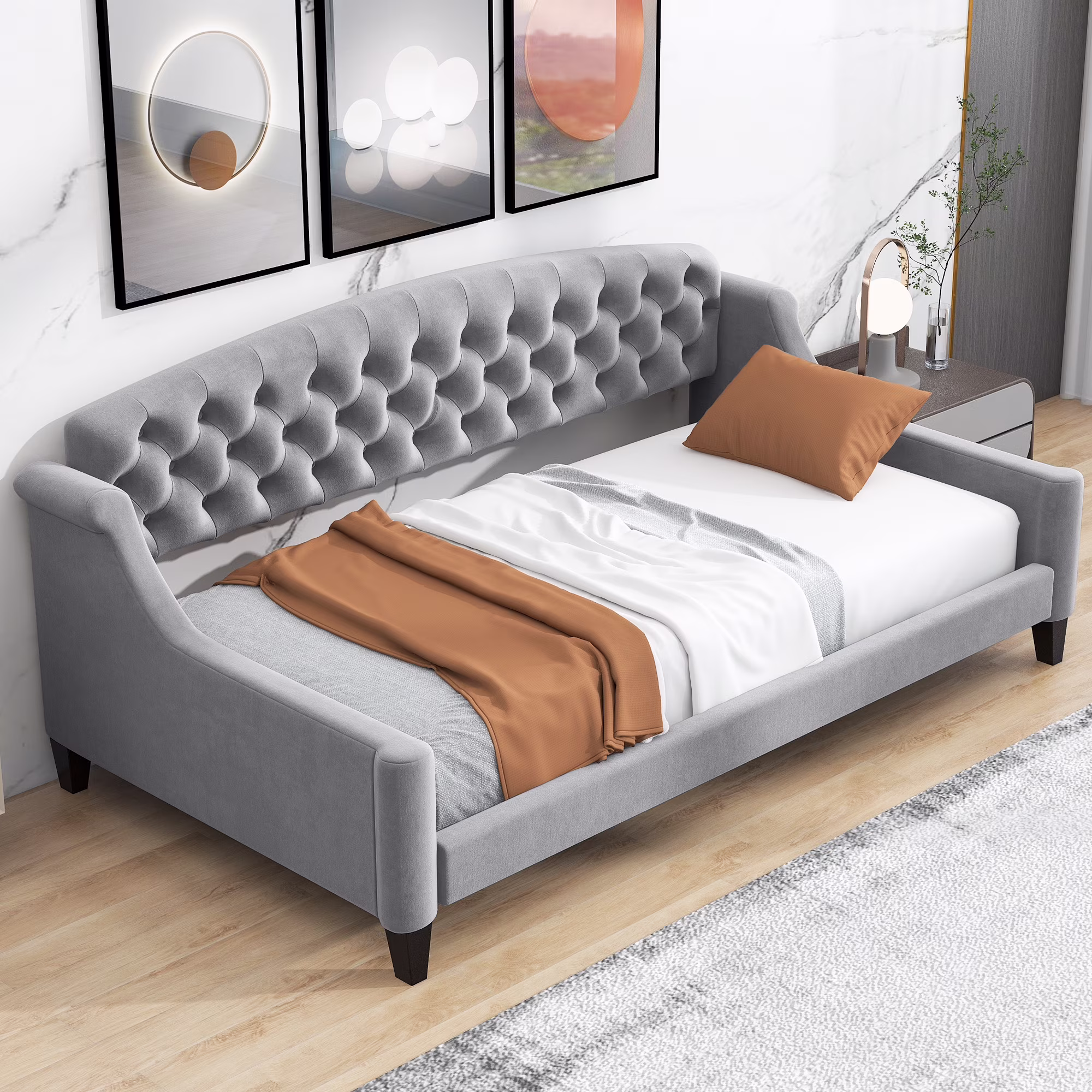 CoSoTower Modern Luxury Tufted Button Daybed,Twin,Gray