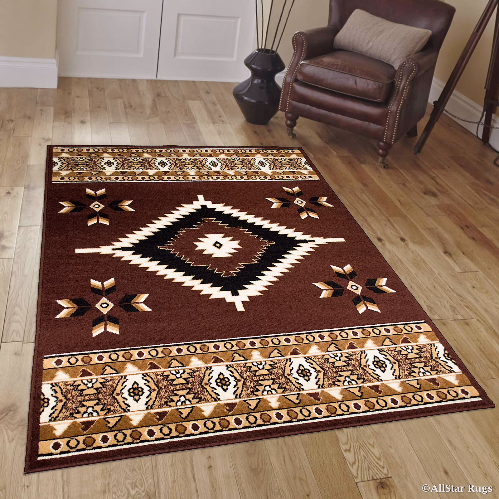 Allstar Dark Brown Woven High Quality Rug. Traditional. Persian. Flower. Western. Design Area Rug (7' 7