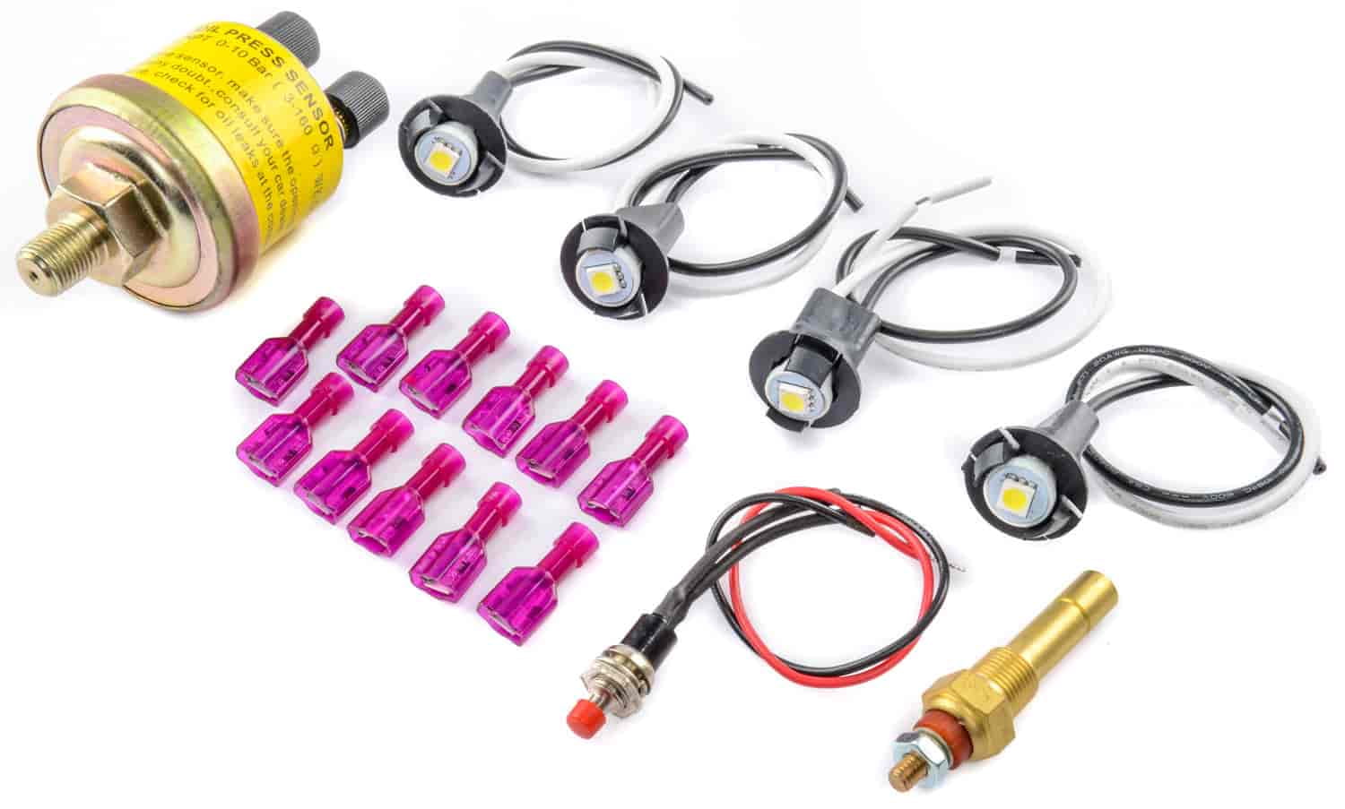 JEGS 41292 6-Gauge Set Electrical White Analog Face Black Numbers Red Pointer LE