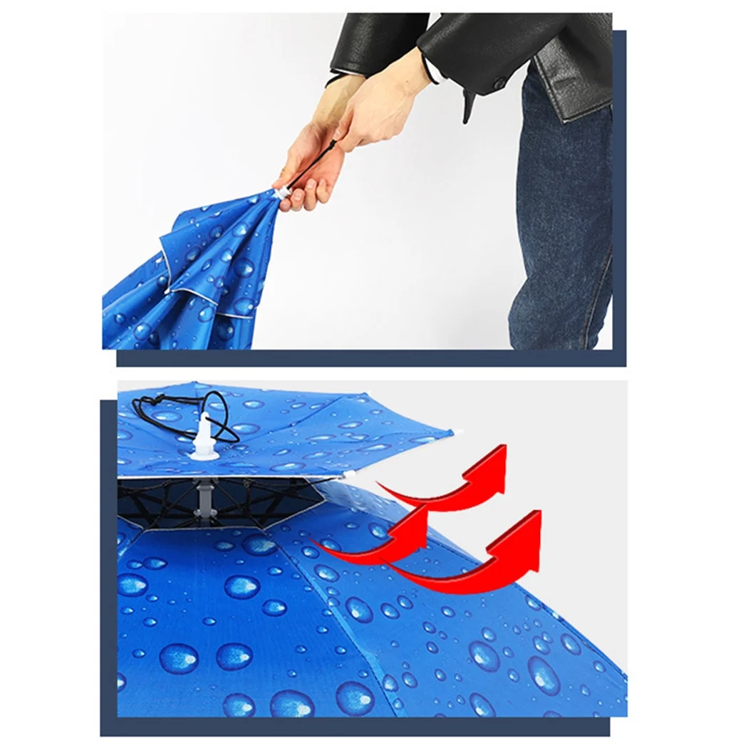 Umbrella Hat Rain-proof Unisex Folding Windproof Fishing Umbrella Head Umbrella