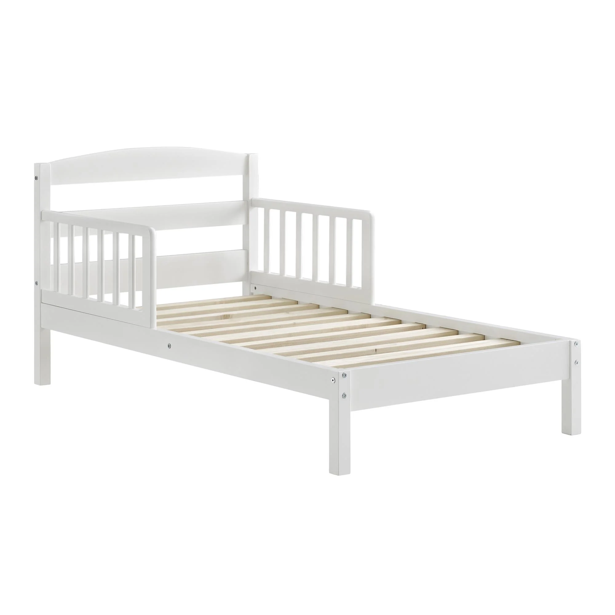 Baby Relax Jackson Kids Wood Toddler Bed with Safety Guardrails, White