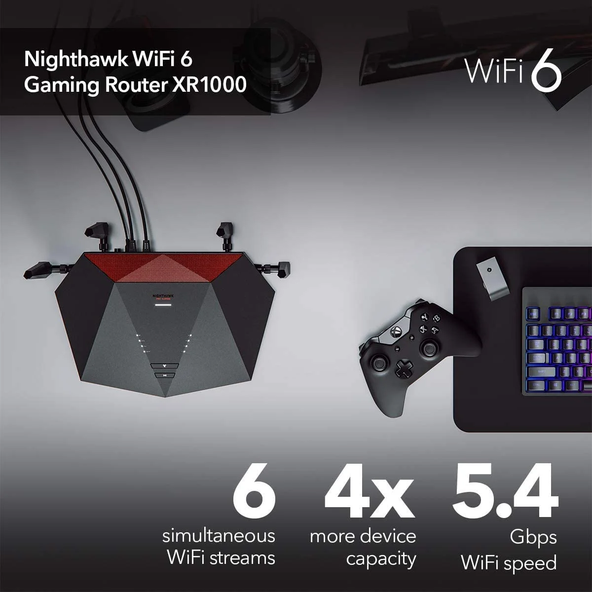 Restored NETGEAR Nighthawk Pro Gaming 6-Stream WiFi 6 Router Wireless Speed (up to 5.4Gbps) DumaOS 3.0 Optimizes4 x 1G Ethernet and 1 x 3.0 USB Ports () (Refurbished)