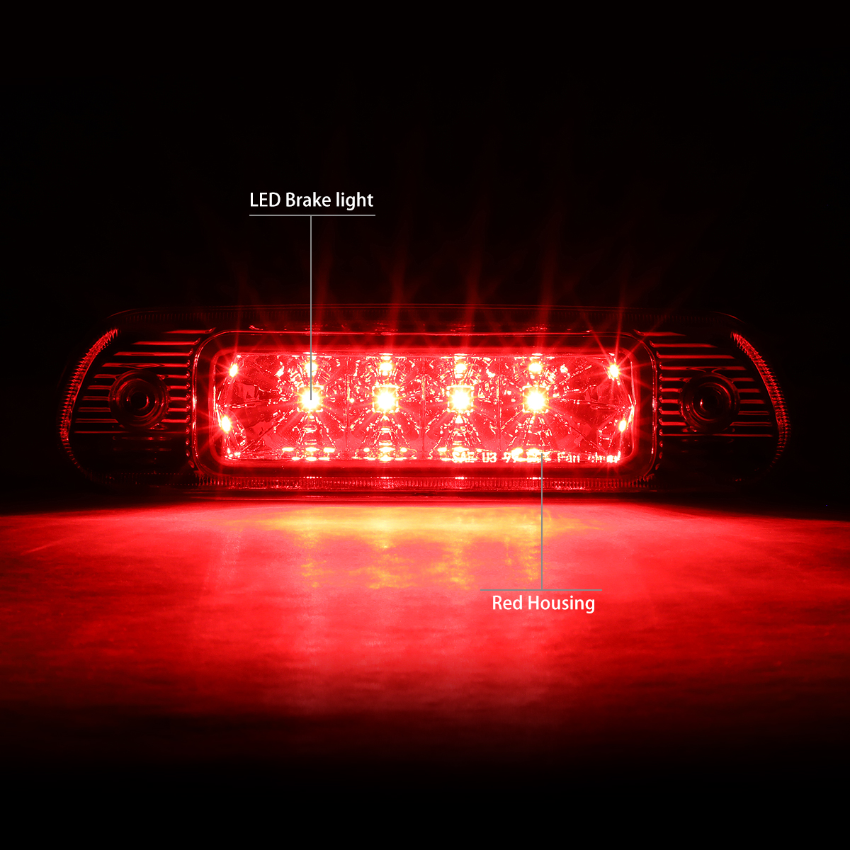 DNA Motoring 3BL-JGC99-LED-RD For 1999 to 2004 Jeep Grand Cherokee WJ Hight Mount LED 3rd Third Tail Brake Light Rear Stop Lamp Red Housing 00 01 02 03