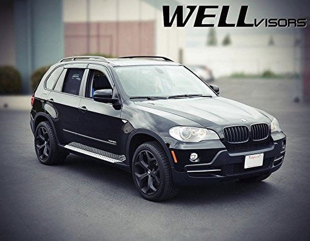 WellVisors Side Window Wind Deflector Visors - BMW X5 X5M E70 F15 2007 2008 2009 2010 2011 2012 2013 2014 2015 2016 with Black Trim