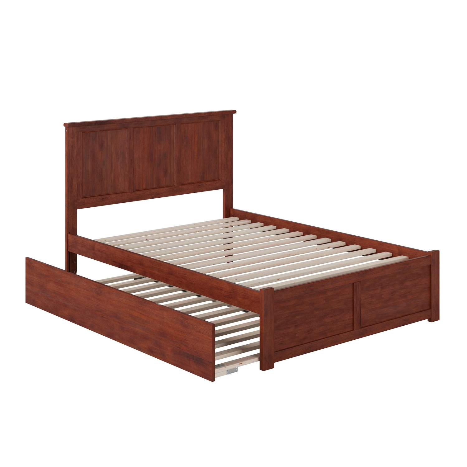 AFI Madison Full Platform Bed with Footboard and Twin Trundle in Walnut