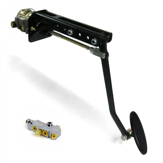 Helix Suspension Brakes & Steering  Universal Adjustable Firewall Manual Brake Pedal Kit Disc & Disc Large Oval Black Pad