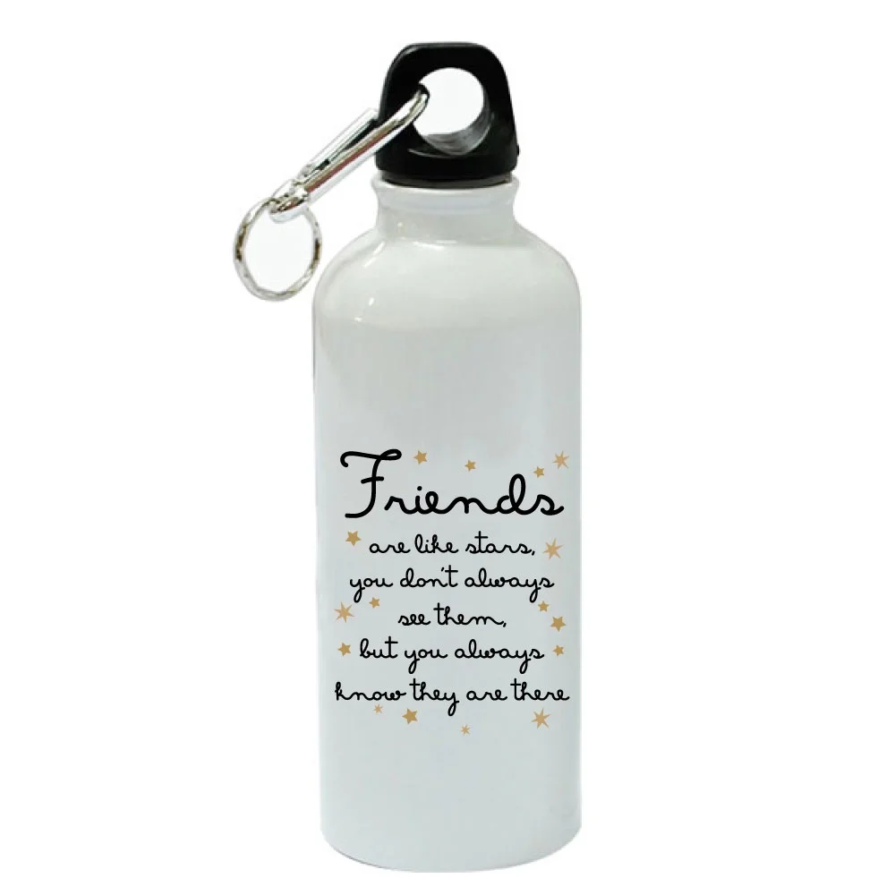 Friends Are Like Stars White Aluminum Sports 20 oz Water Bottle