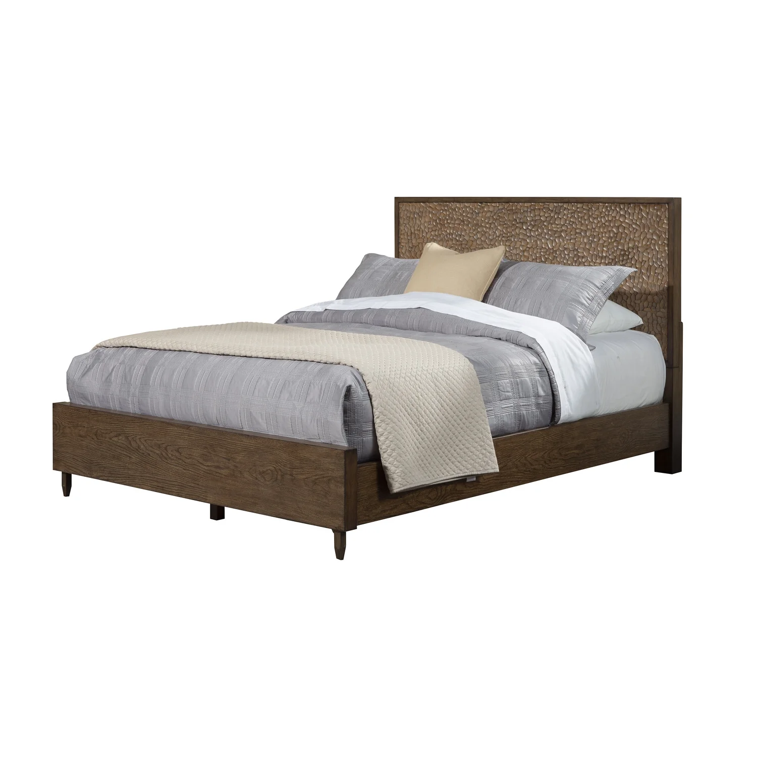 Alpine Furniture Brown Pearl Queen Panel Bed in Brown Bronze