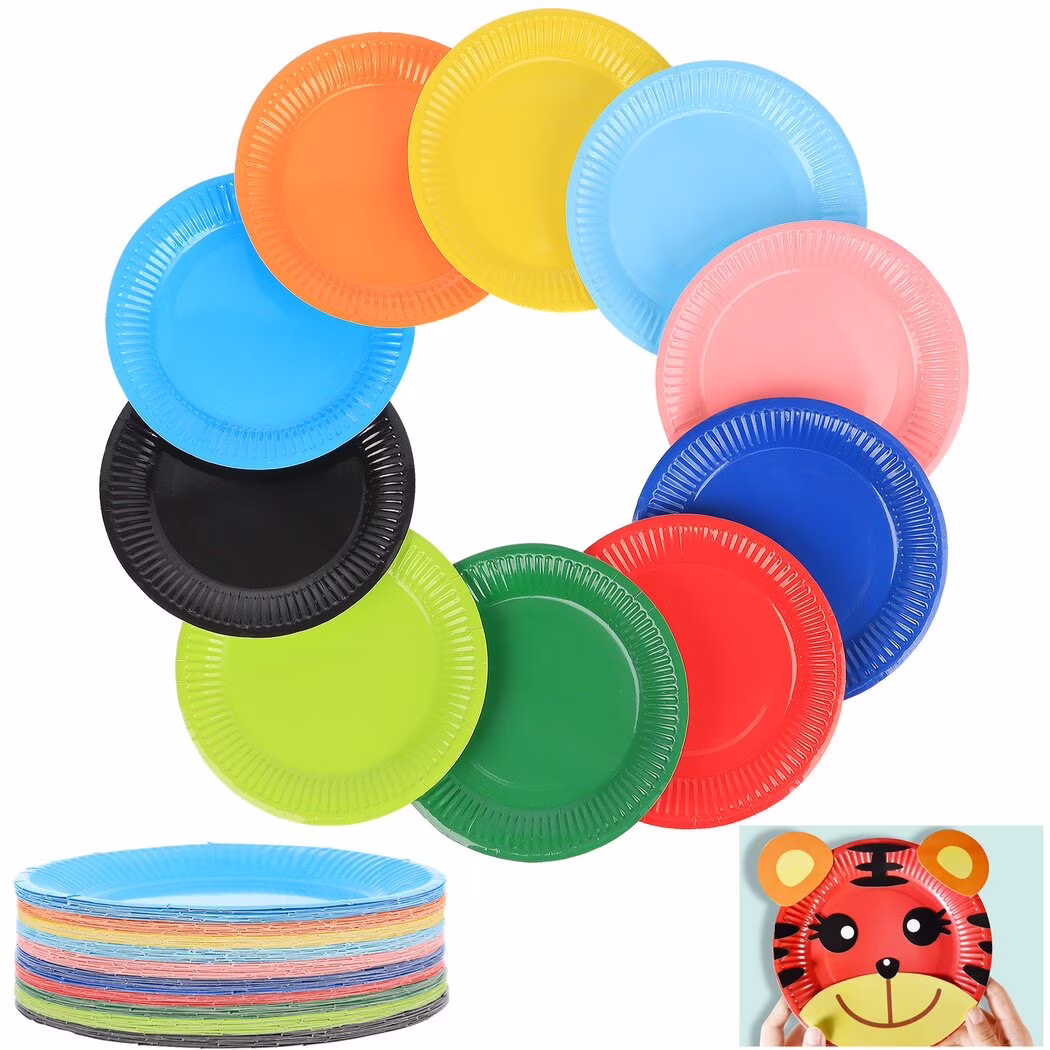 100PCS DIY Paper Plates, 7-inch Colorful DIY Paper Plates, Art Crafting Paper Plates, Preschoolers Party Favor, Creative Art Crafts Project Paper Plates for Birthday Parties, Easter