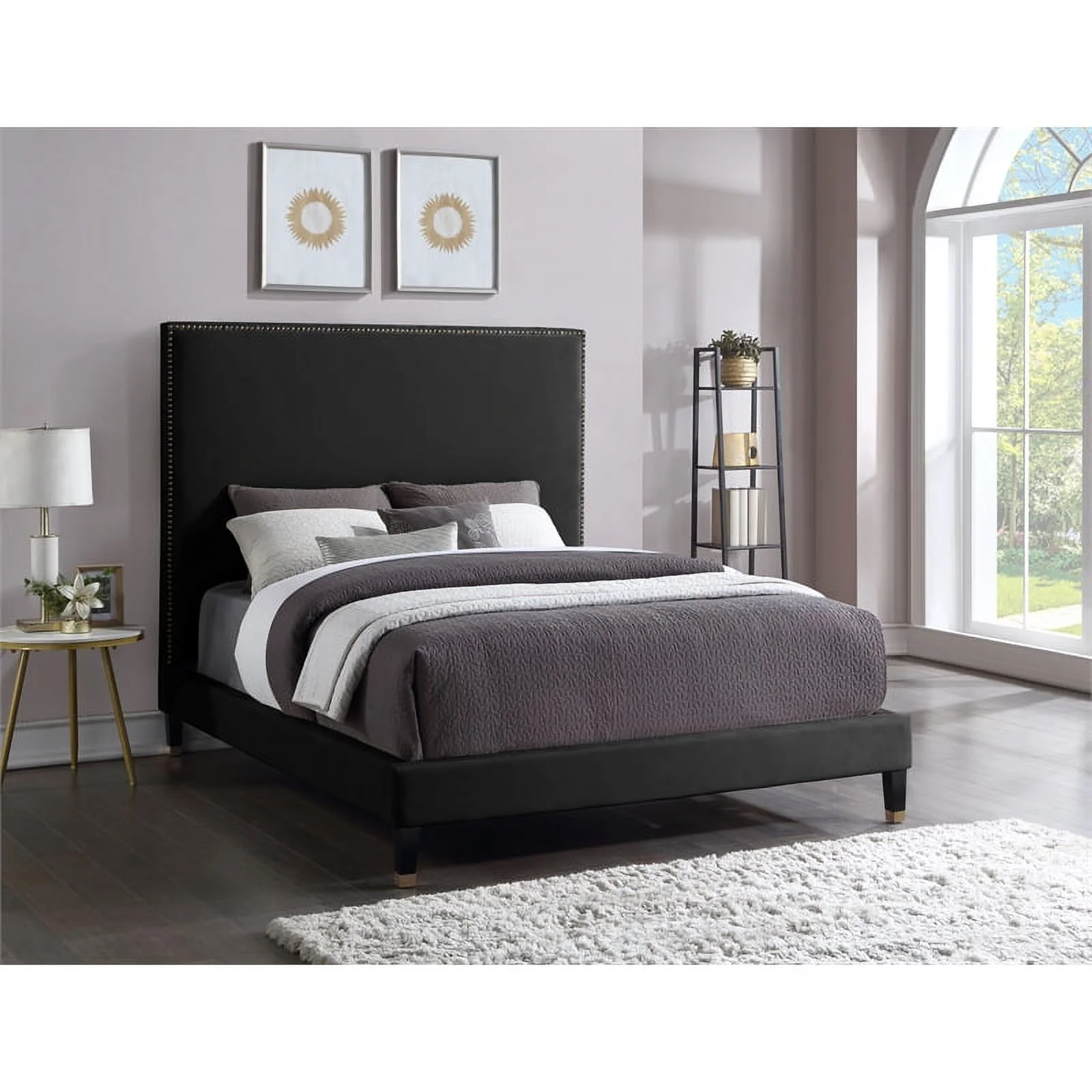 Meridian Furniture Harlie Black Velvet King Bed