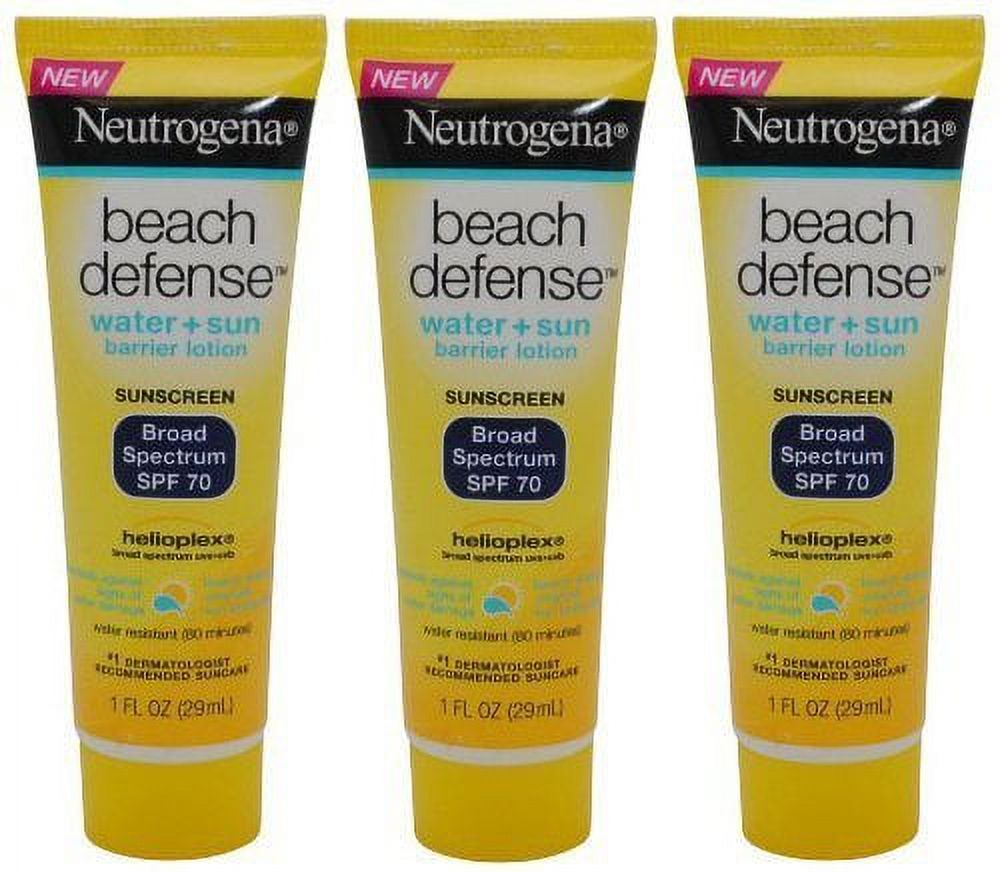 Neutrogena Beach Defense Sunscreen Lotion Broad Spectrum Spf 70, Travel Size (Pack Of 3) 1 Oz