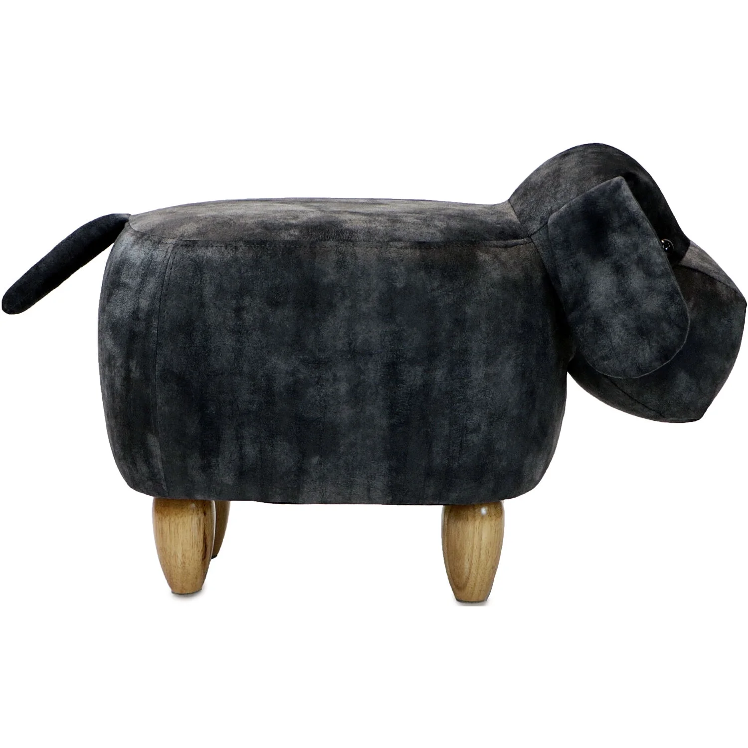 Critter Sitters 14-In. Seat Height Polyester Blend Dark Gray Dog Animal Shape Ottoman