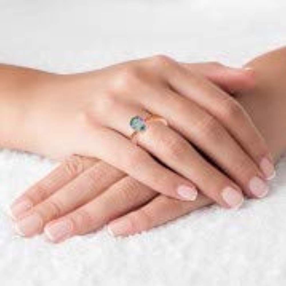 Sterling Silver Rose 0.05 CTTW Round Diamonds & 8x6mm Oval Gemstone Center Ring