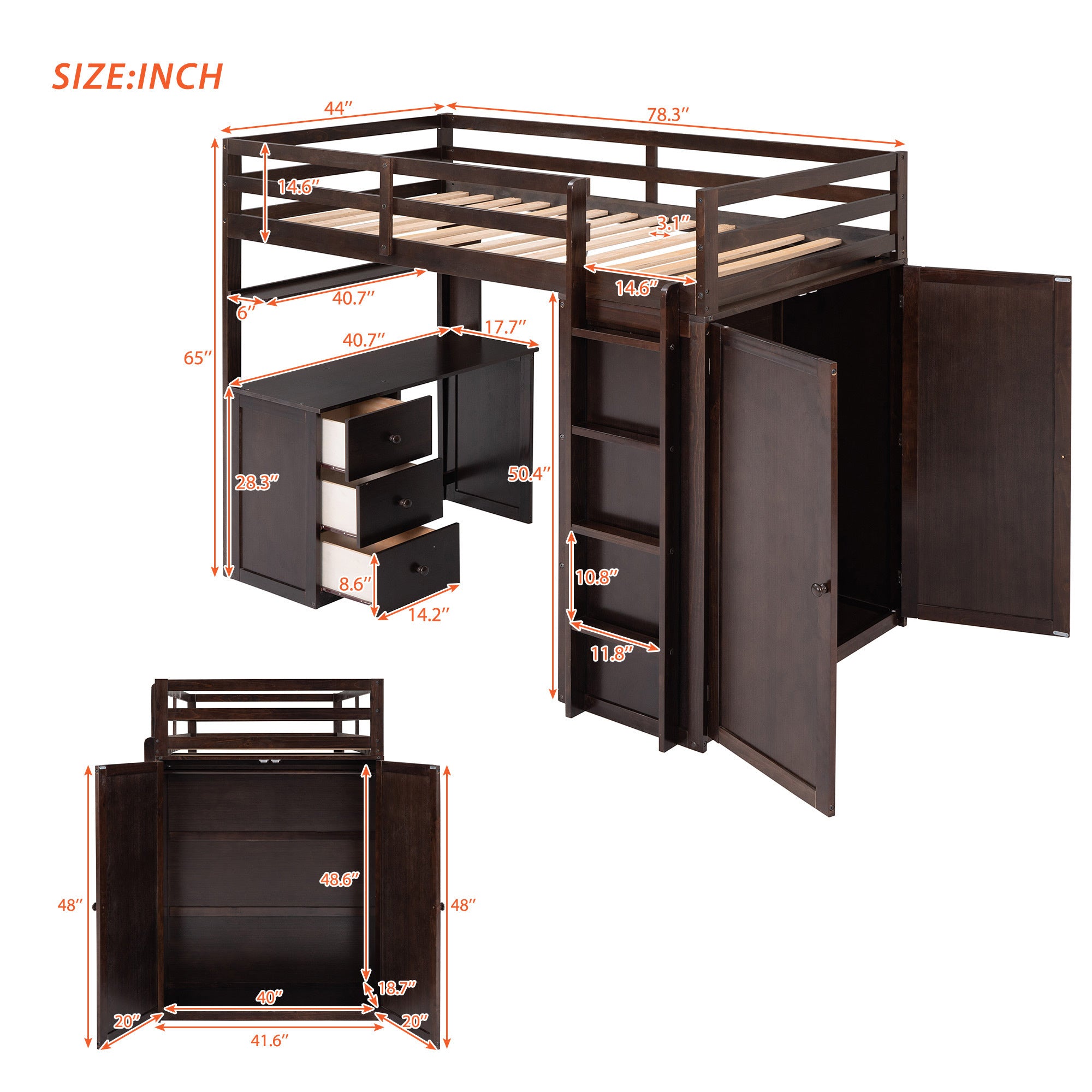 Espresso Haven Loft Bed