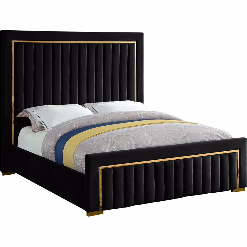 Meridian Furniture Dolce Solid Wood and Velvet King Bed in Black