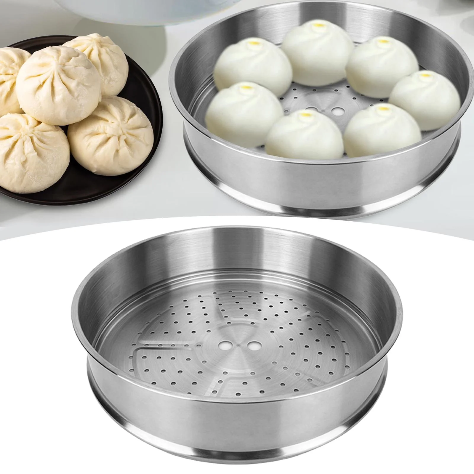 Stainless Steel Steamer Basket Nonstick Cookware Meat Cooking Steam Grid Bread Salad Baking Steamer Insert Dumpling Steamer For Restaurant 30cm