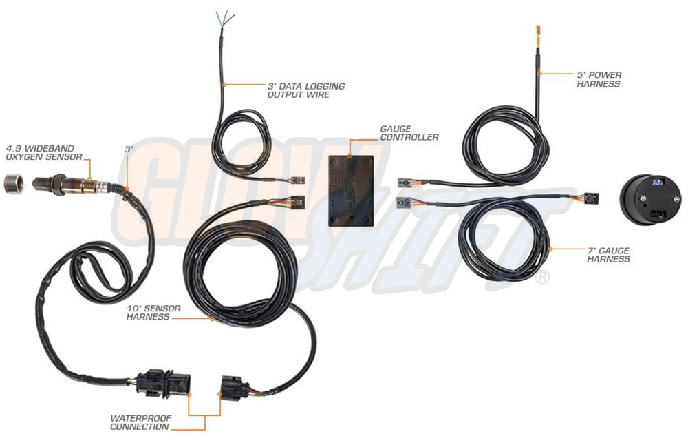 GlowShift White 7 Color Series Analog Wideband Air/Fuel Ratio Gauge