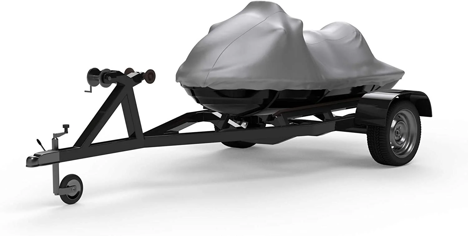 Weatherproof Jet Ski Covers for Yamaha Wave Runner EX Sport 2017-2019 - Silver - Sun Protection - All Weather - Trailerable - Protects from Rain, Sun, and More! Includes Trailer Straps & Storage Bag