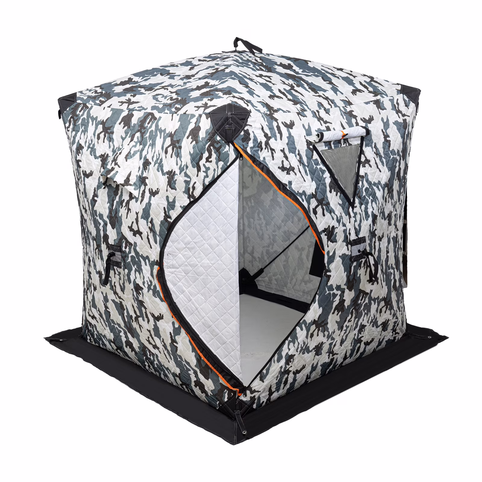 Oukaning Portable Ice Fishing Tent 2-Person Fishing Shelter Tent Ventilation Windows 210D Oxford Cloth Outdoor Fishing Camouflage