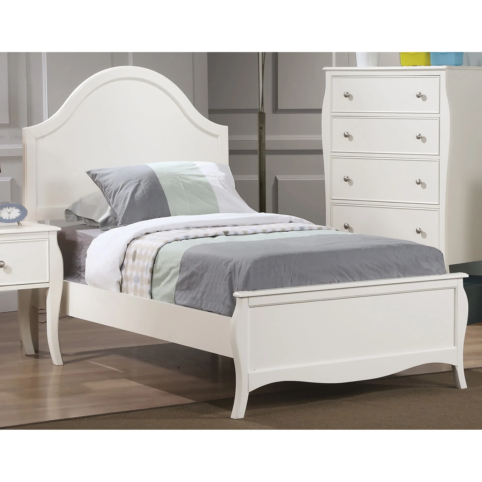Chloe French Country White Panel Bed Twin