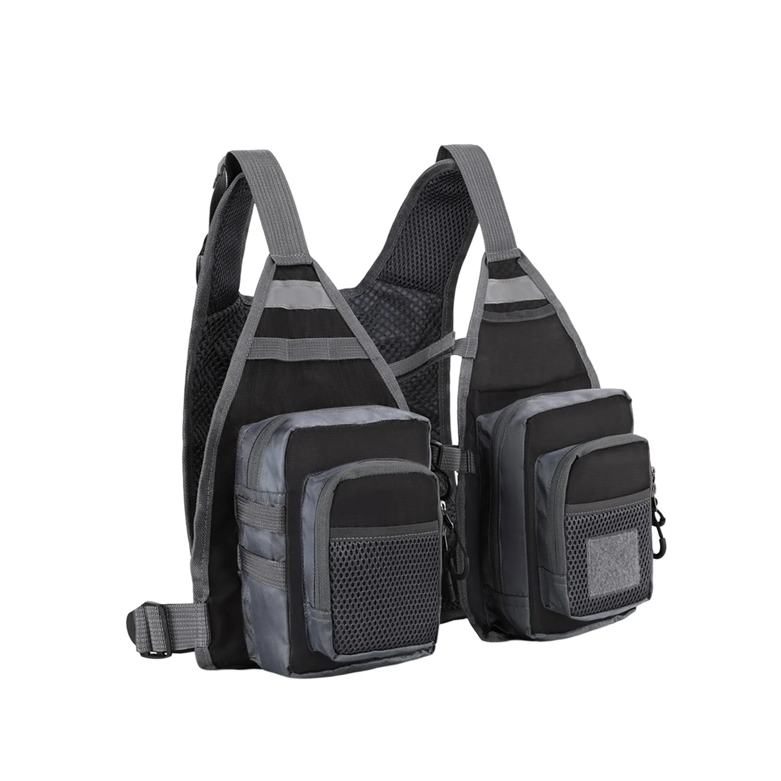 Fly Fishing Vest Mesh Fishing Vest Multi Pockets Sleeveless Jacket Waistcoat Portable Fishing Jacket Waistcoat Jacket for Climbing Hiking Black