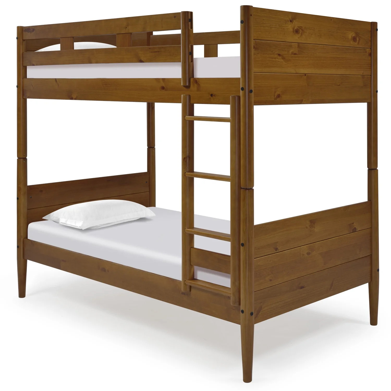 Camaflexi Mid Century Modern Bunk Bed Twin over Twin - Castanho Finish