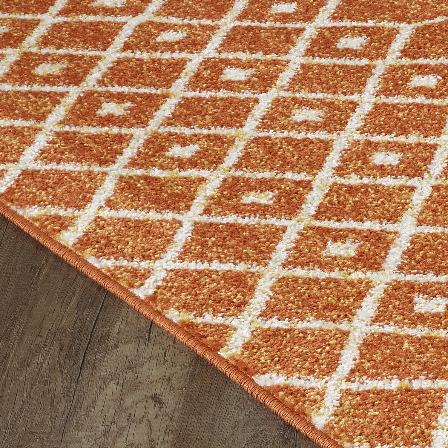 eviva Totti Grid Orange/Cream 9x12 Geometric Rug - 9' X 12' Rectangular - 9' X 12' Rectangular